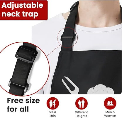 SANDJEST Funny Mens Aprons with Pockets for BBQ Grilling Cooking Grandpa Husband Apron for Birthday Christmas Father's Day