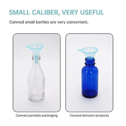 Mini Funnel 4-Pack for Lab Bottles, Sand Art, Perfume, Spice, Powder, Essential Oil, Recreational, Kitchen Food Grade Small Plastic (Blue)