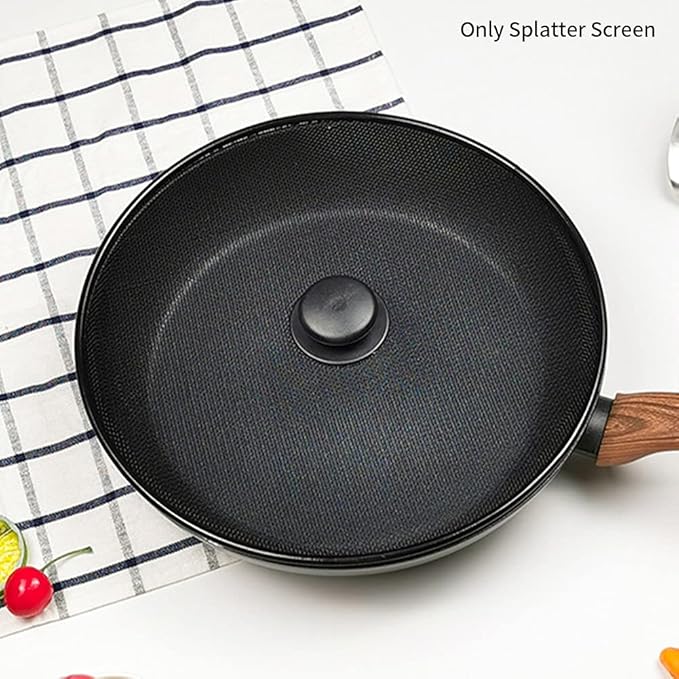 Splatter Screen, Frying Pan Splatter Screen, Splash Guard Lid with Knob, Extra Fine Mesh Splash Guard Pot Lid,Iron Coating Grease Guard Frying Pan Cover for Cooking(size:29cm) - Image 8