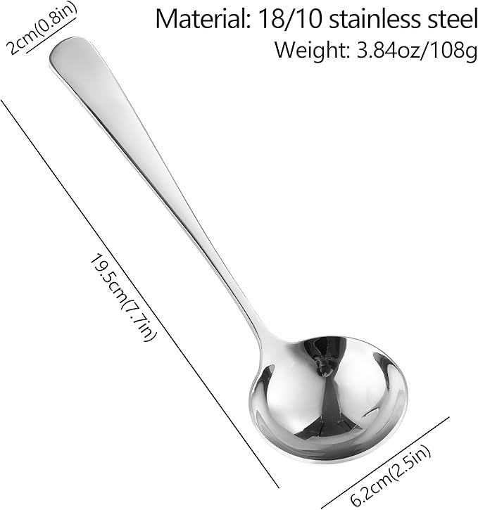 Small Ladle for Serving, 7.8 Inch 18/10 Stainless Steel Mini Gravy Ladle for Soup, Sauce and Gravy, Sturdy and Anti-corrosion, Dishwasher Safe - Image 2