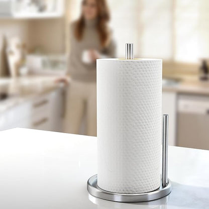 Jesginboo Paper Towel Holder Countertop, Silver Kitchen Paper Towels Holder, Paper Roll Holder with Weighted Base - Image 7