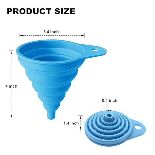 Funnels for Kitchen Use, Food Grade Silicone Collapsible Kitchen Funnel (Blue) - Image 2
