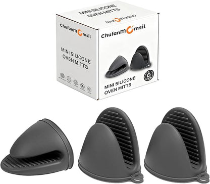 6 Pack Mini Oven Mitts Silicone Pot Holders Heat Resistan for Kitchen, Small Silicone Oven Gloves Kitchen Mittens Air Fryer Mitts Mini Hot Pot Pinch Grip for Baking & Grilling, Dark Grey