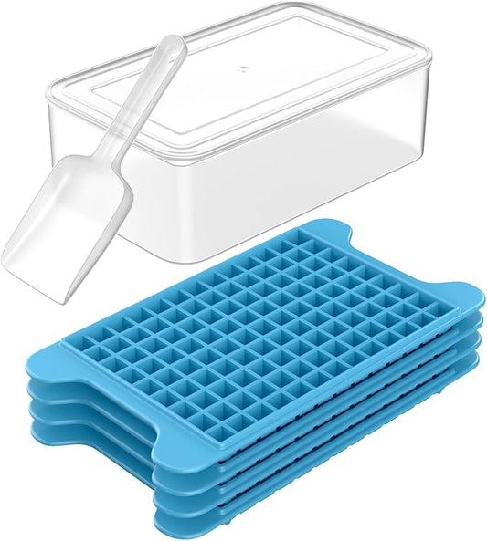 Mini Ice Cube Tray for Freezer: FDDBI Small Ice Trays for Freezer with Bin - 117×4PCS Easy Release Nugget Ice Tray - Crushed Ice Tray with Container by FDDBI