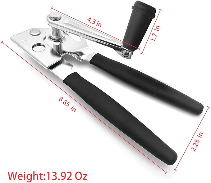 NUFR Crank Can Openers Manual,Heavy Duty Commercial Can Opener with Rubber-coated Long Handles - Image 2