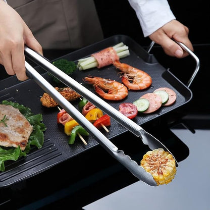 BBQ Tongs for Grilling, 17" Long Kitchen Cooking Stainless Steel Heavy Duty Locking Grill Tongs with Soft Grip Silicone Handle - Image 6