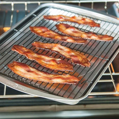 Nordic Ware Oven Crisp Baking Tray 2pc Set Includes Pan and Rack; Natural Aluminum For Air Frying, Crisping, Broiling, Baking; Cooking Surface 17 x 12 Inches - Image 3