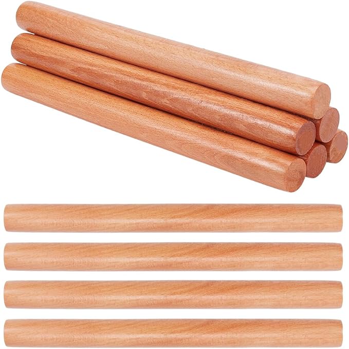OLYCRAFT 10pcs Wood Rolling Pins 11.8 inch Clay Rolling Pins 1.1 inch Diameter Classic Wooden Rolling Pins Natural Wood Texture Rollers Wood Clay Roller for Clay Modeling Pottery Tools by OLYCRAFT