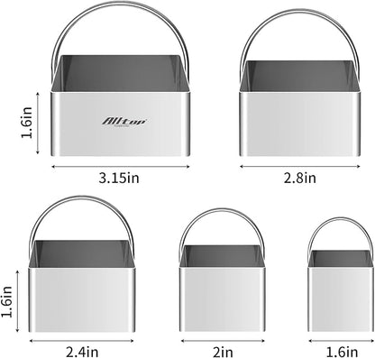 ALLTOP 5 Pieces Biscuit Cutter with Handle, Stainless Steel Baking Essential Tool for Effortless Square Cookie Shaping,Pastry,Cake Decoration Creation–Precise Cut Utensil for Dumpling,Scone, Donut - Image 3