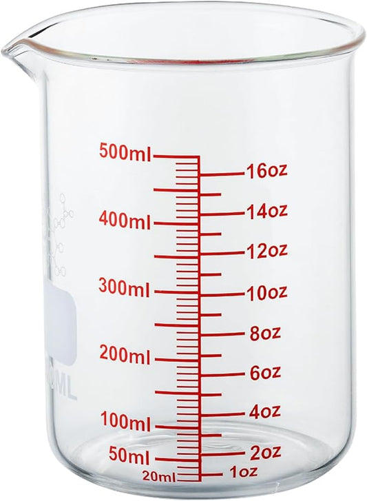 High Borosilicate Glass Measuring Cup-V-Shaped Spout,500ml(16OZ) Glass Measuring Beaker for Kitchen or Restaurant, Easy to Read by AckersBORO33