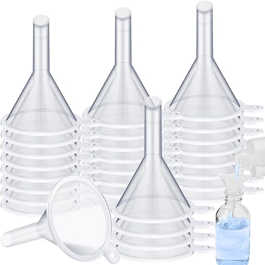Hoolerry 100 Pcs Small Funnel for Filling Small Bottles Clear Plastic Mini Funnels for Lab Bottles Essential Oils Sand Art Bottle Skin Products Perfumes Spices (1.22 '') by Hoolerry