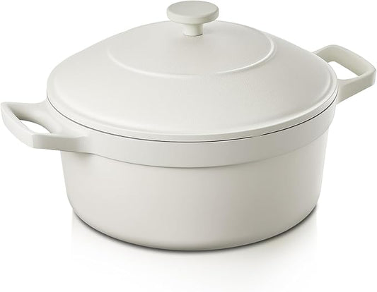 BEZIA 5.7 Quart Nonstick Ceramic Soup Stock Pot with Lid for Family Cooking, Induction Cooking Pot with Smart-Vent Braising, Easy Cleanup, Perfect for Side Dishes, Daily Meals & Camping