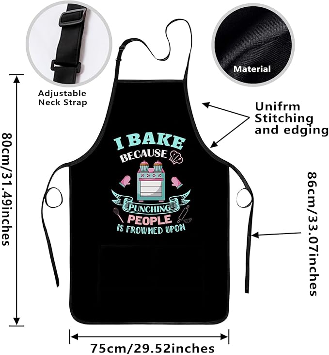 Funny Baking Apron for Women - Cute Cooking Aprons for Adults with 2 Pockets, Baking Supplies &Essentials for Home Bakers, Kitchen Apron Gifts for Mother's Day Birthday Christmas - Image 2