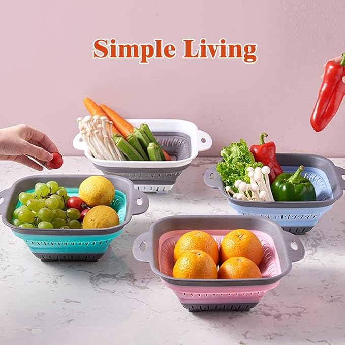 LogFaadCoi 3 Pcs Collapsible Colander and Strainer,Silicone Strainer Colanders & Food Strainers,for Vegetable and Fruit, Kitchen Essentials, white - Image 3