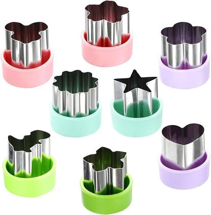 Vegetable Cutter Shapes Set (8 Pack) – 1.5" Stainless Steel Mini Cookie & Fruit Cutters for Kids, Bento Lunch, Sandwich, Fondant, Cheese, Baking & Food Prep by Unknown