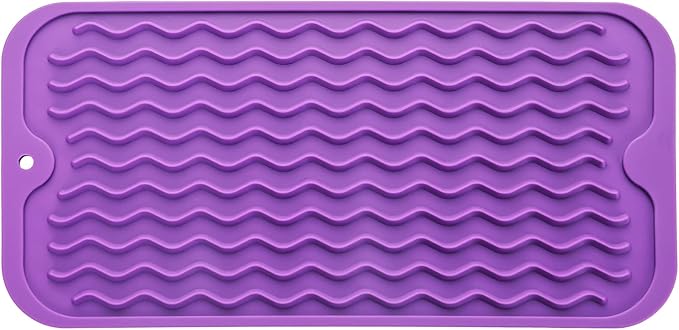 MicoYang Silicone Dish Drying Mat for Multiple Usage,Easy clean,Eco-friendly,Heat-resistant Silicone Mat for Kitchen Counter or Sink,Refrigerator or Drawer Liner Purple S 12 inches x 6 inches by MicoYang
