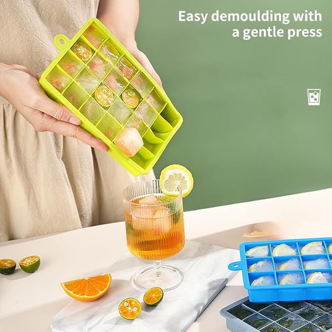 Ice Cube Tray with Lid and Bin,3 Pack 72 Cubes Silicone Plastic Ice Cubes Trays for Freezer with Box/Container,Reusable IceTray,Perfect for Cocktails, Drinks,and Ice Coffee