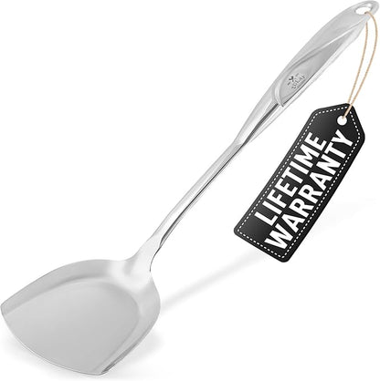 Zulay Kitchen Stainless Steel Wok Spatula - 14.8” Heat-Resistant Metal Turner for Stir-Fry, Sauté & Grilling - Durable, Rust-Proof & Dishwasher Safe Kitchen Utensil for Everyday Use by ZulayKitchen