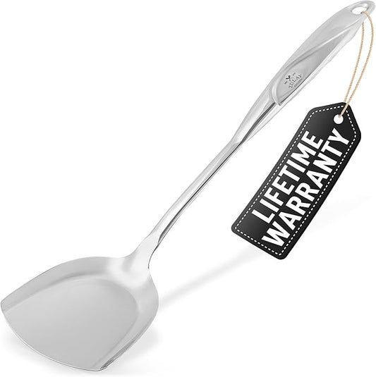 Zulay Kitchen Stainless Steel Wok Spatula - 14.8” Heat-Resistant Metal Turner for Stir-Fry, Sauté & Grilling - Durable, Rust-Proof & Dishwasher Safe Kitchen Utensil for Everyday Use by ZulayKitchen