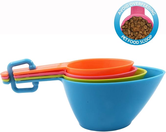 HINMAY Pet Food Scoops Plastic Measuring Cups Set for Dog Cat and Bird Food, Set of 2 - Image 4