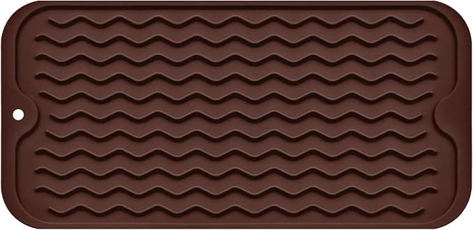 Silicone Dish Drying Mat, Non-Slip Easy Clean Sink Mat Large Heat-resistant Dish Drainer Mat for Kitchen Counter, Sink, Refrigerator or Drawer liner (12" x 6", COFFEE) by MODENGKONGJIAN