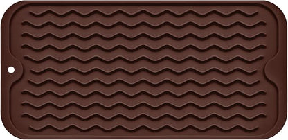Silicone Dish Drying Mat, Non-Slip Easy Clean Sink Mat Large Heat-resistant Dish Drainer Mat for Kitchen Counter, Sink, Refrigerator or Drawer liner (12" x 6", COFFEE) by MODENGKONGJIAN