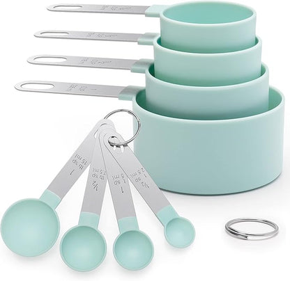 Measuring Cups and Spoons Set of 8 Pieces, nesting measuring cups for Measuring Dry or Liquid Ingredients, Stainless Steel Handle, Kitchen Gadgets for Cooking & Baking by JIEJIE