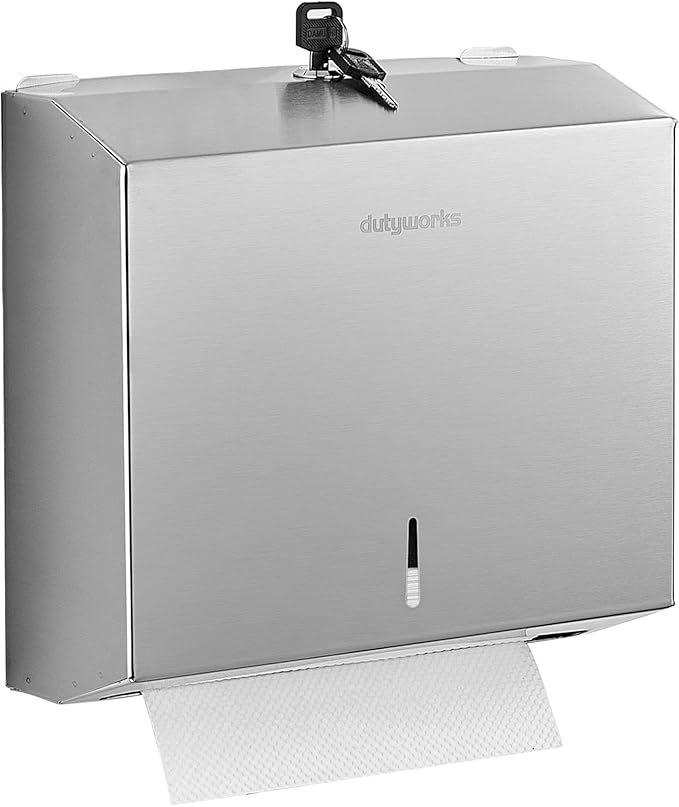 Commercial Paper Towel Dispenser Wall Mount, Stainless Steel C-Fold Multifold Trifold Holder with Lock, Large Capacity Hand Towel Tissue Dispenser for Bathroom Kitchen Restaurant Office