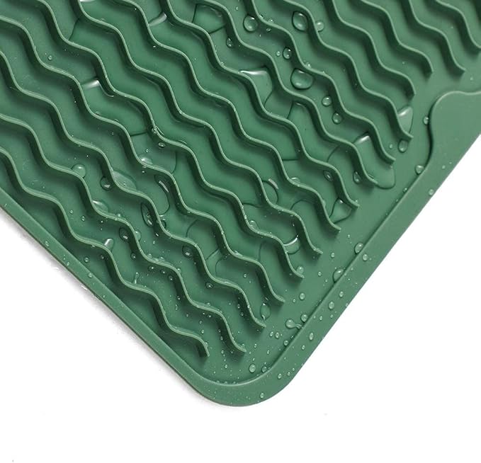 MicoYang Silicone Dish Drying Mat for Multiple Usage,Easy clean,Eco-friendly,Heat-resistant Silicone Mat for Kitchen Counter or Sink,Refrigerator or Drawer Liner Green S 12 inches x 6 inches - Image 7