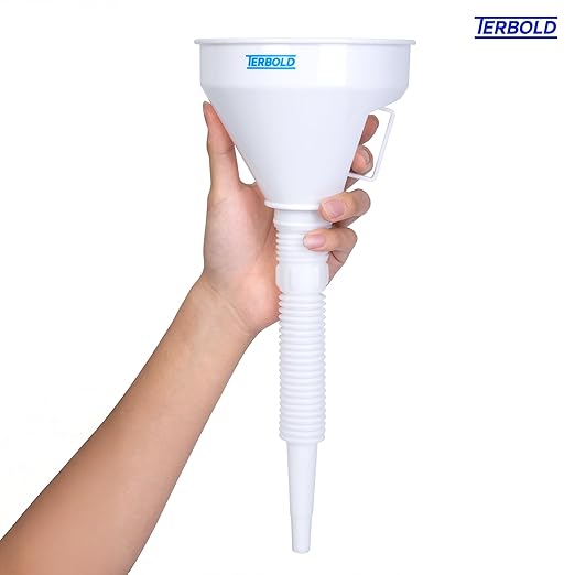 Automotive Flex Funnel with Hose | Wide Mouth Flexible Oil Funnel for Automotive Use - Gas, Transmission Fluid, Car Fuel, Oil Change (White) - Image 3