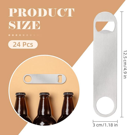 24 Pack Flat Beer Bottle Opener 5 inch Heavy Duty Stainless Steel Flat Bottle Opener Metal Beer Bottle Openers Silver Beer Openers for Bartender Kitchen Bar or Restaurant (Silver, 5 inch) - Image 2