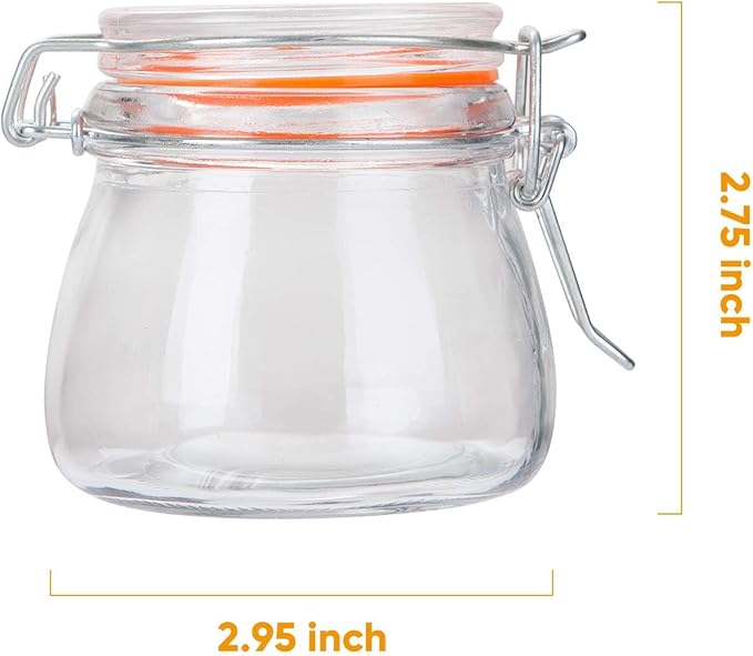 Small Glass Jars With Airtight Lids, Glass Spice Jars 5 oz,Maosn Jars With Leak Proof Rubber Gasket 150ml,Glass Storage Containers With Hinged Lid,Mini Kitchen Canisters 24 Pack - Image 3