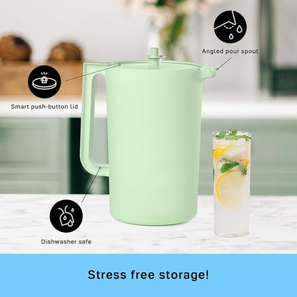 Tupperware Heritage 1 Gallon Pitcher in Mint, Dishwasher Safe and BPA Free