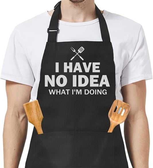 SANDJEST Funny Mens Aprons with Pockets for BBQ Grilling Cooking Grandpa Husband Apron for Birthday Christmas Father's Day
