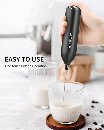 CIRCLE JOY Milk Frother Hanheld with Stand, Electric Coffee Frother, Battery Operated Hand Frother Wand Drink Mixer Mini Foamer for Matcha Lattes Cappuccino, Kitchen Gifts, Black - Image 7