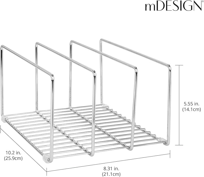 mDesign Baking Tray Rack — Wire Rack for Sorting Trays, Pans and other Cookware Items — Free-Standing Pan Stand for the Kitchen — Chrome - Image 3