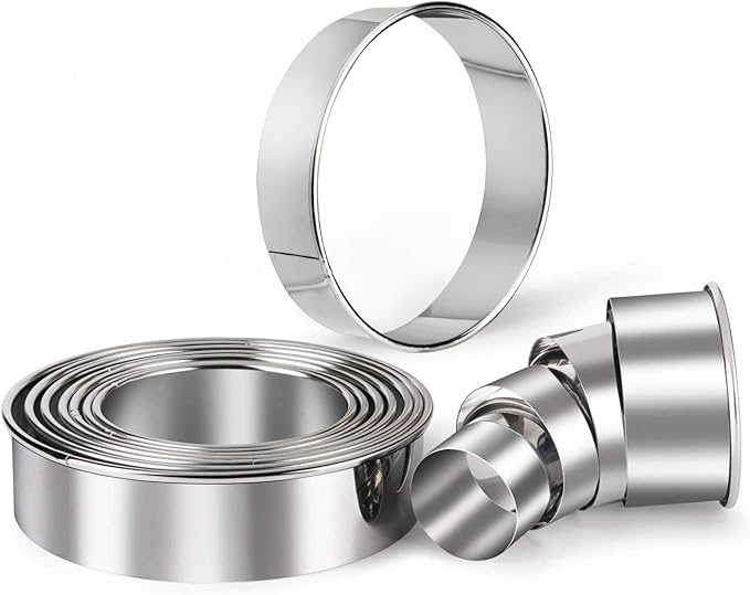 HULISEN Stainless Steel Round Cookie Biscuit Cutter Set, 11 Circle Donut Doughnut Cutter, Baking Ring Molds for Mini Cake, Scone, Pastry, Cooking, Gift Package by HULISEN