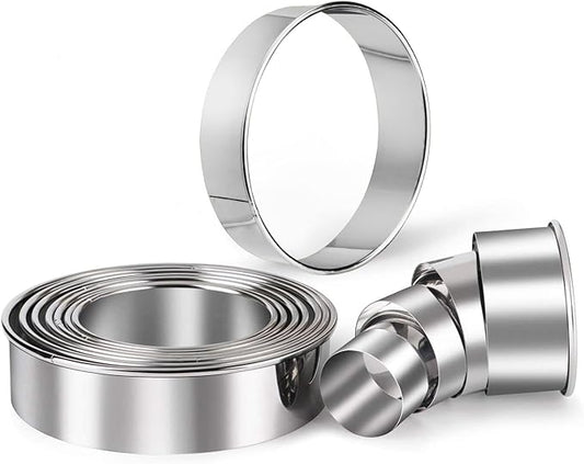 HULISEN Stainless Steel Round Cookie Biscuit Cutter Set, 11 Circle Donut Doughnut Cutter, Baking Ring Molds for Mini Cake, Scone, Pastry, Cooking, Gift Package by HULISEN