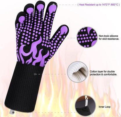 Comsmart BBQ Gloves, 1472 Degree F Heat Resistant Grilling Gloves Silicone Non-Slip Oven Gloves Long Kitchen Gloves for Barbecue, Cooking, Baking, Cutting - Image 4