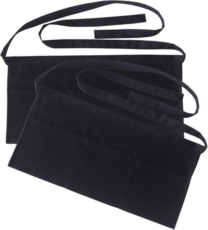 Resist water 3 big Pockets Waist Server Apron Kitchen Restaurant Unisex Half Aprons by SEW+UR+LIFE