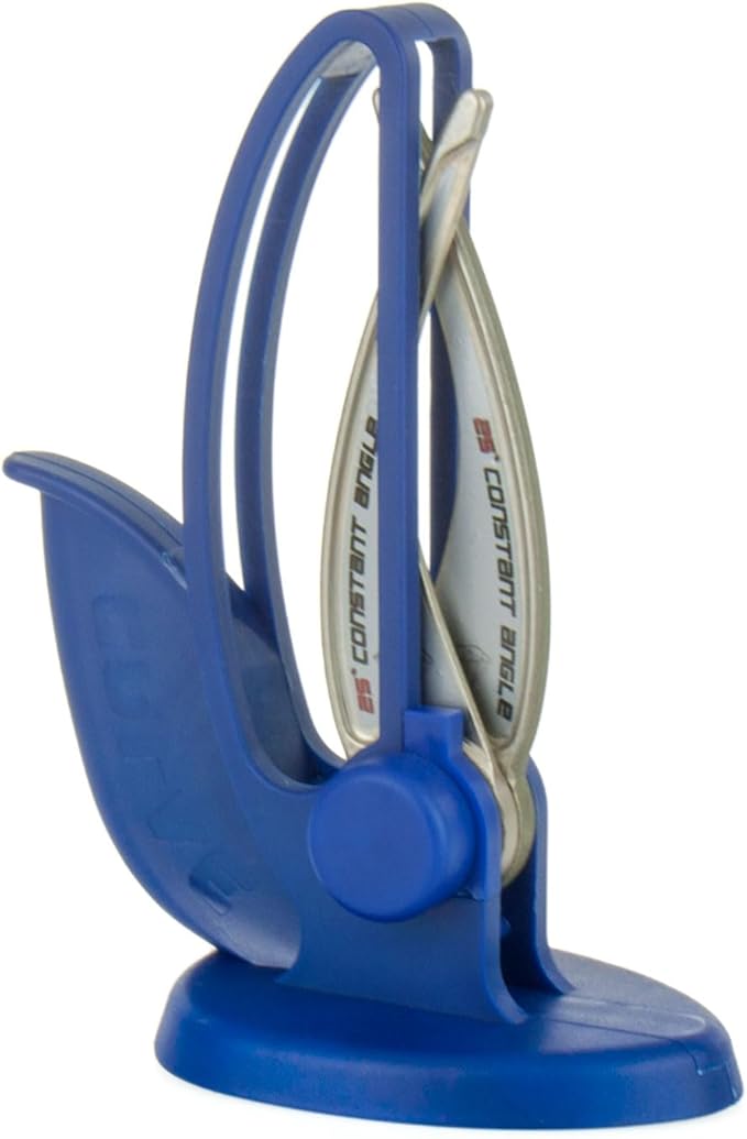 Warthog V-Sharp CURVE Professional Knife Sharpener System, 25 Degree Angle Knife Sharpener, 325 Grit Diamond Hones, Kitchen Tools, Easy to Use, Lightweight, No Adjustments, Ultra Compact, Blue by WarthogSharpeners