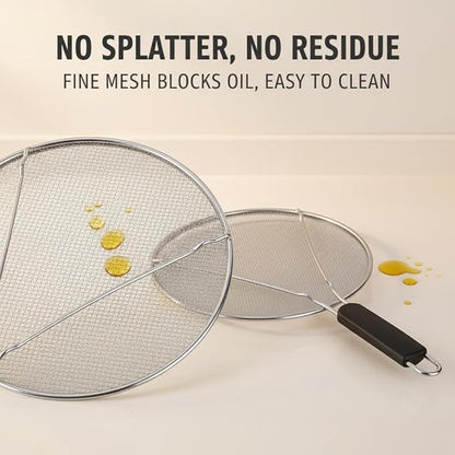 KitchenGuard Stainless Steel Splatter Guard Set of 2 for Frying Pan – 13 Inch & 10 Inch Heavy Duty Grease Splatter Screen, Oil Splash Guard & Splatter Shield for Cooking, Dishwasher Safe, Easy to Hang - Image 3