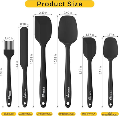 NileHome Silicone Spatula Set, 6 Pieces Food Grade Kitchen Utensils with Silicone Brush Heat Resistant BPA-free Rubber Spatula for Scraping, Baking, Cooking, Mixing - Image 2