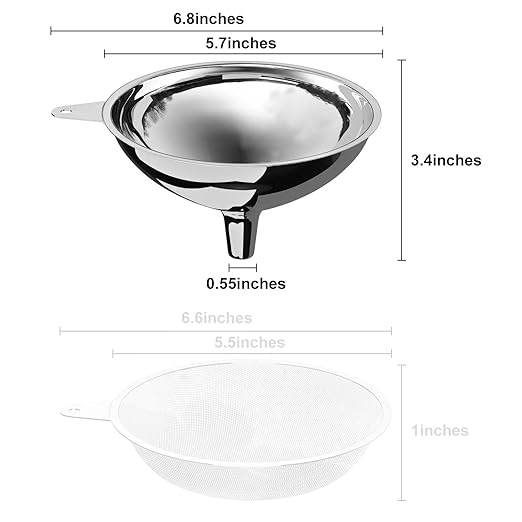 serinar Stainless Steel Large Funnel (5.7"" X 0.55"" Mouth), Metal Funnel for Bottle Filling, Food Funnel for Oil, Juice, Wine, Coffee, Honey, Milk（Without Filter） - Image 2