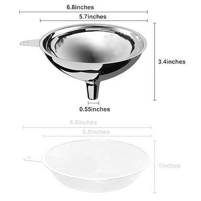 serinar Stainless Steel Large Funnel (5.7"" X 0.55"" Mouth), Metal Funnel for Bottle Filling, Food Funnel for Oil, Juice, Wine, Coffee, Honey, Milk（Without Filter） - Image 2