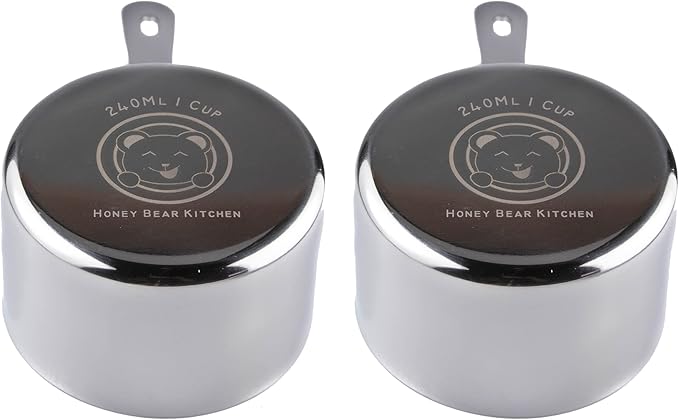 Honey Bear Kitchen 1 Cup 240 ml Measuring Scoop Cups, Polished Stainless Steel (Set of 2) by HONEYBEARKITCHEN
