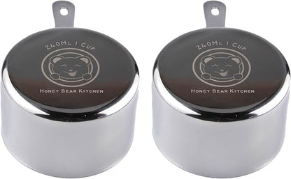 Honey Bear Kitchen 1 Cup 240 ml Measuring Scoop Cups, Polished Stainless Steel (Set of 2) by HONEYBEARKITCHEN