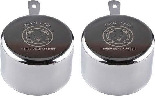 Honey Bear Kitchen 1 Cup 240 ml Measuring Scoop Cups, Polished Stainless Steel (Set of 2) by HONEYBEARKITCHEN