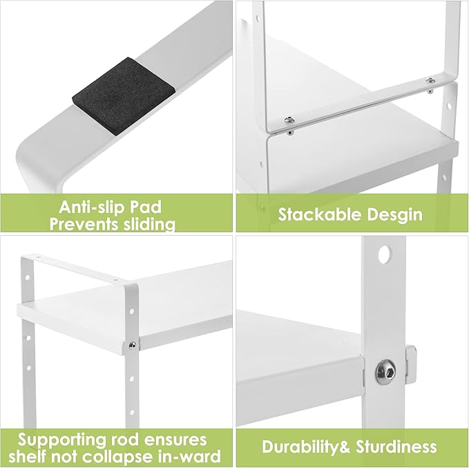 Across-Star Expandable Cabinet Shelf Organizer Rack, Stackable Kitchen Counter Storage Shelves Stand, Adjustable Height Pantry Shelf Spice Rack (White, 1 Pack) - Image 6