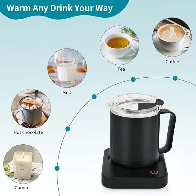 VOBAGA Coffee Mug Warmer & Mug Set for Desk - Auto Shut Off & 3 Heat Settings, Includes 15oz Stainless Steel Mug, Smart Coffee Cup Warmer, Home Office Essentials Coffee Set（Mug Included） - Image 5